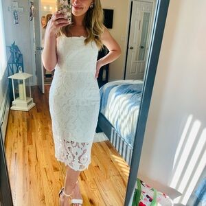 Bardot White Lace Midi Dress